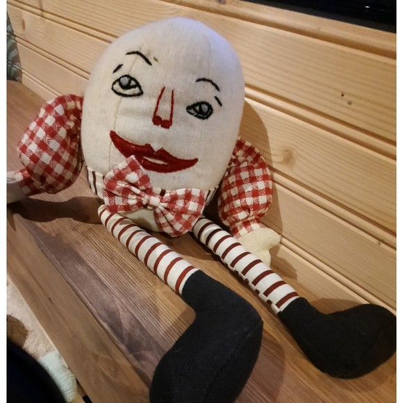 Humpty Dumpty Hand Made Stuffed Charactor Doll, Embroidered Face, Scary Face - Picture 4 of 5